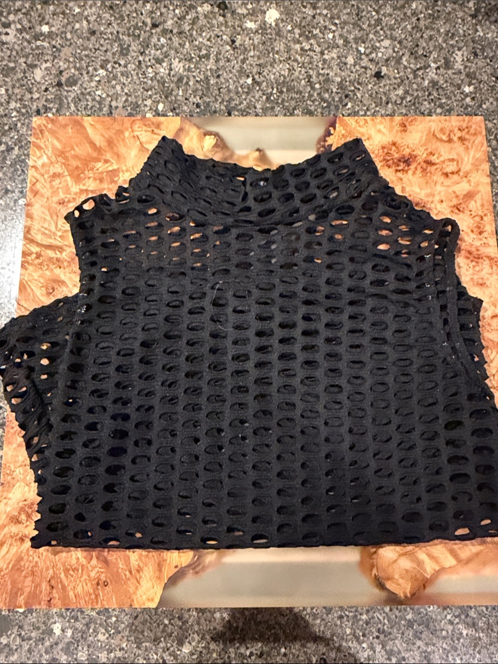 PrettyLittleThing Black Crochet Mock Neck Crop Top